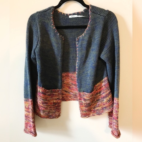 Urban Outfitters Sweaters - Urban Outfitters blue red knit wool blend cardi m